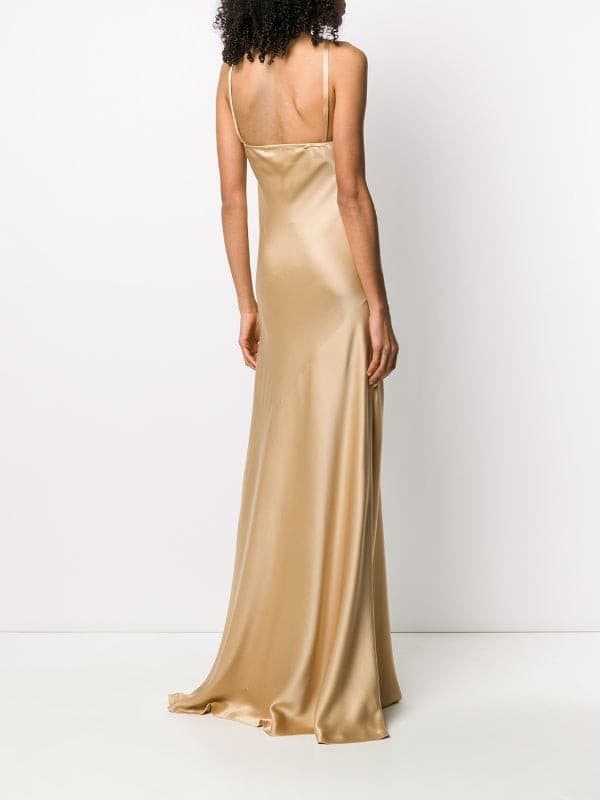 Gold-tone silk maxi dress